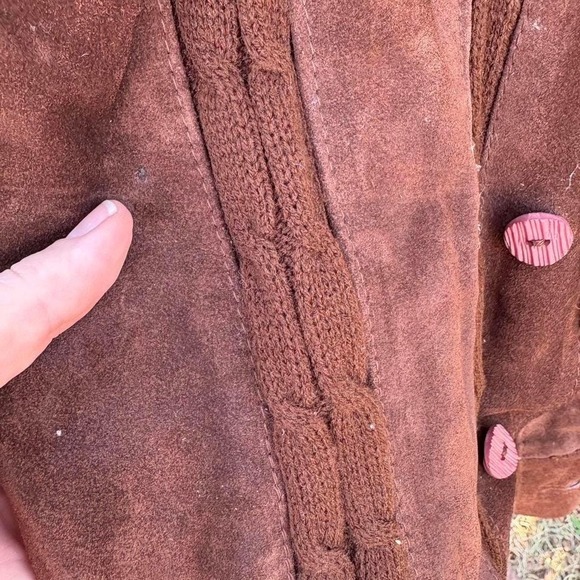Vintage Suede & Corduroy Coat Heritage Motifs English Countryside Overcoat Sz M - Picture 4 of 7